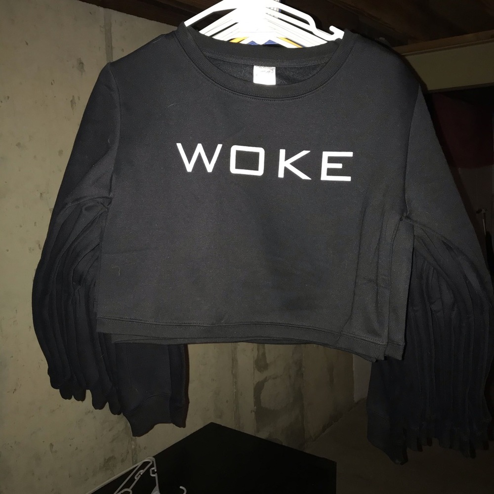 'Woke' Long sleeve crop top